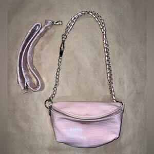 Steve Madden Women Blush Ida Icy Zip Closure Small Embossed Belt Bag